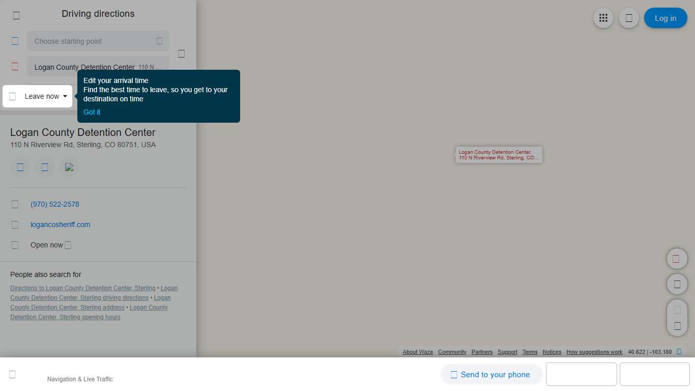 Driving directions to Logan County Detention Center, 110 N Riverview Rd, Sterling - Waze