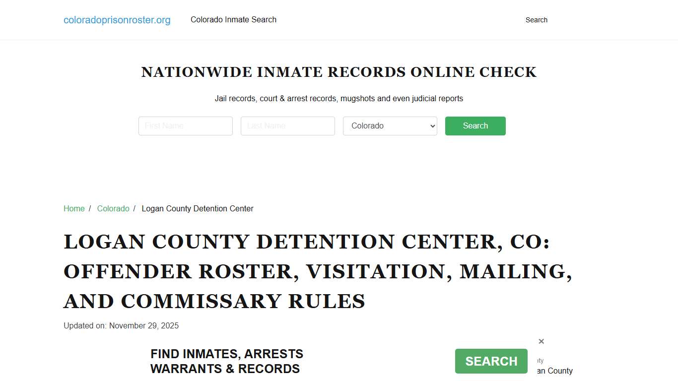 Logan County Detention Center, CO: Inmate Lookup, Visitations, Contacts